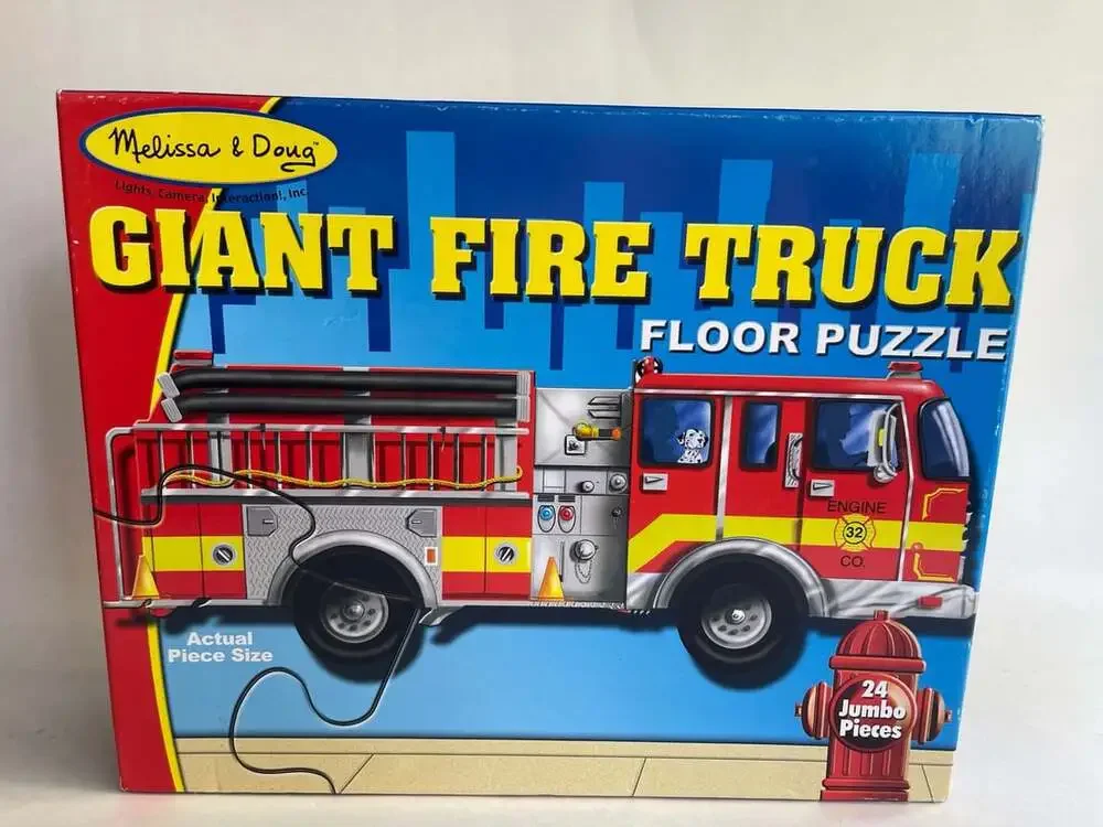 Melissa & Doug Floor Puzzle Giant Fire Truck Emergency Vehicle 24 Pieces 4' Long